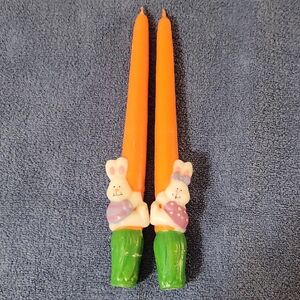 Vintage Orange Bunny Taper Candles